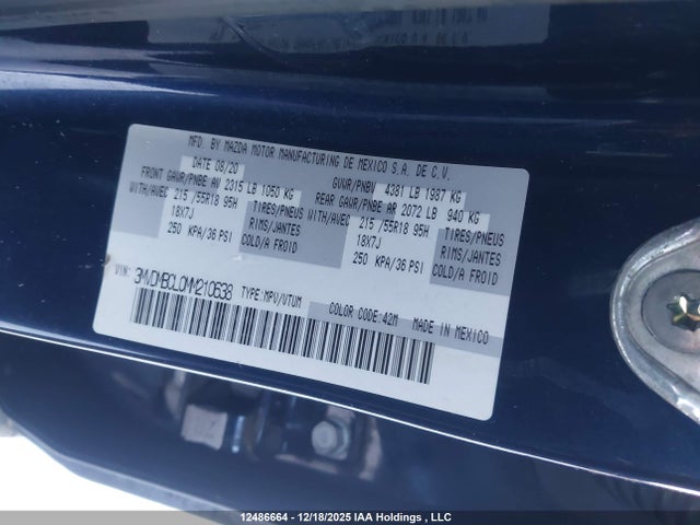 Aukcja sprzedaży 2021 Mazda Cx-30 Preferred, vin: 3MVDMBCL0MM210638, numer aukcji: 12486664