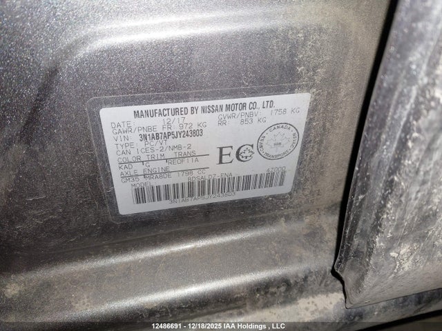 3N1AB7AP5JY243803 Nissan Sentra