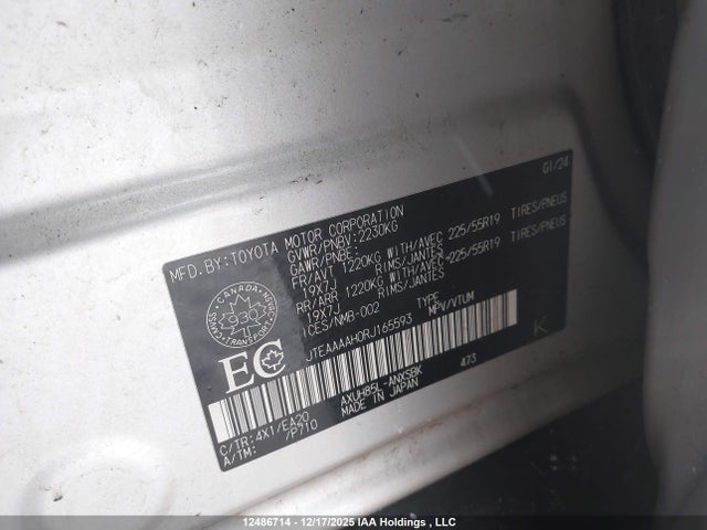 Aukcja sprzedaży 2024 Toyota Venza Le/xle/limited/night Shade, vin: JTEAAAAH0RJ165593, numer aukcji: 12486714
