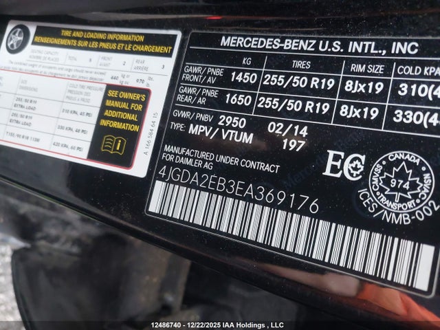 Mercedes-Benz Ml 350 Bluetec 2014 4JGDA2EB3EA369176 Image 9