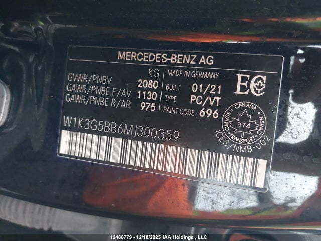 W1K3G5BB6MJ300359 Mercedes-Benz A 35 Amg