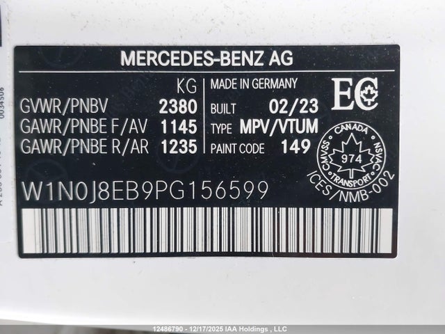 12486790 :رقم المزاد ، W1N0J8EB9PG156599 vin ، 2023 Mercedes-benz Glc 300 Coupe 4matic مزاد بيع