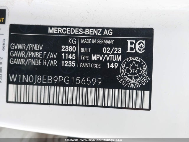 12486790 :رقم المزاد ، W1N0J8EB9PG156599 vin ، 2023 Mercedes-benz Glc 300 Coupe 4matic مزاد بيع