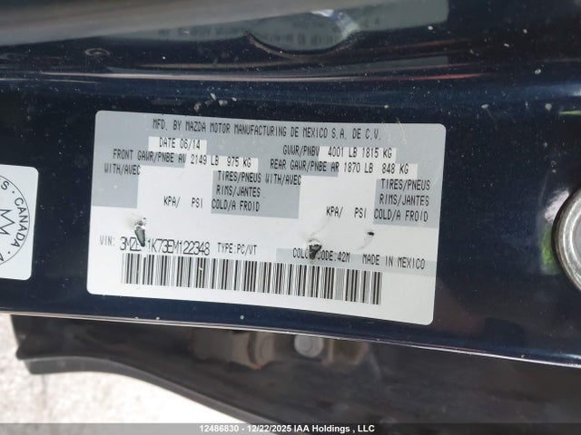 Aukcja sprzedaży 2014 Mazda Mazda3, vin: 3MZBM1K73EM122348, numer aukcji: 12486830