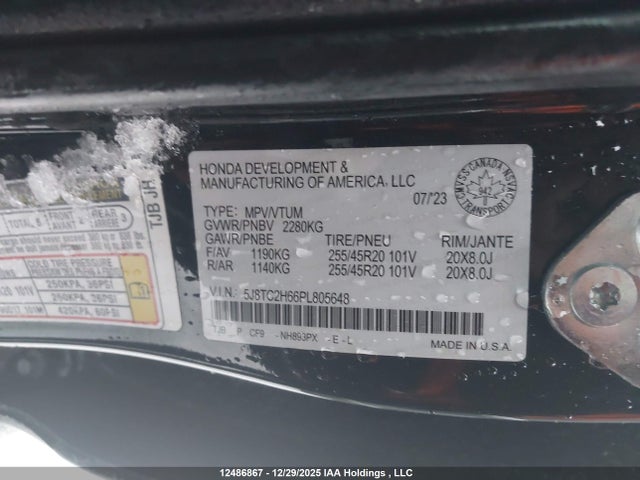 Aukcja sprzedaży 2023 Acura Rdx, vin: 5J8TC2H66PL805648, numer aukcji: 12486867