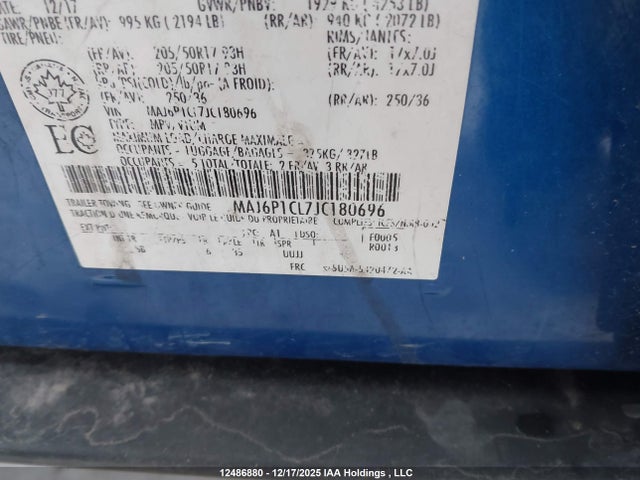 MAJ6P1CL7JC180696 Ford Ecosport Ses
