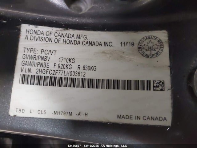 Honda Civic 2020 2HGFC2F77LH003612 Image 9