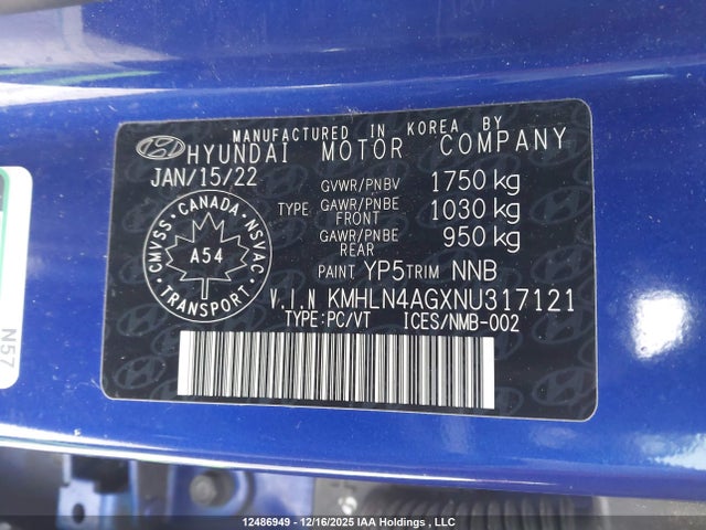 KMHLN4AGXNU317121 Hyundai Elantra