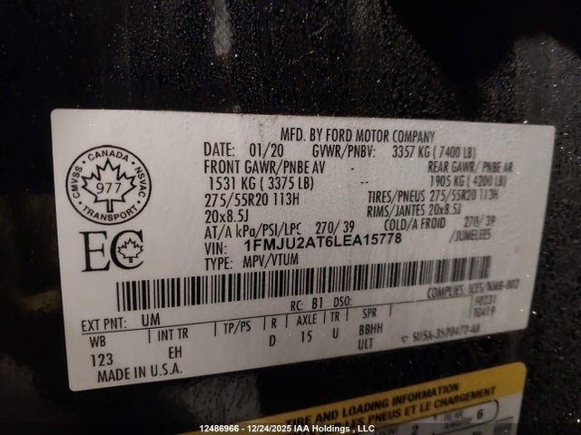 1FMJU2AT6LEA15778 Ford Expedition Limited