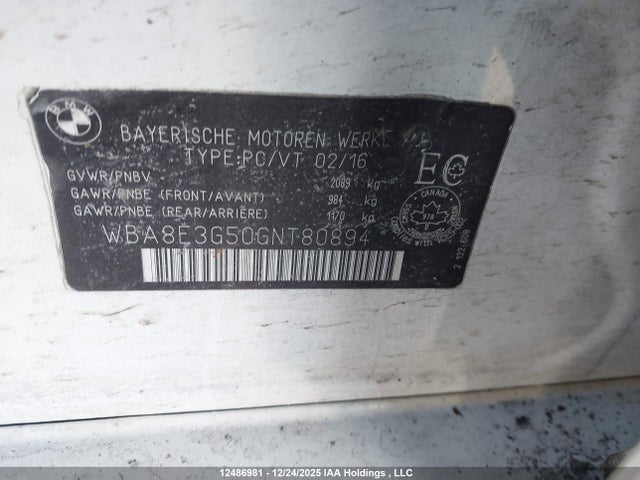 2016 Bmw 328 Xi Sulev მანქანა იყიდება აუქციონზე, vin: WBA8E3G50GNT80894, აუქციონის ნომერი: 12486981