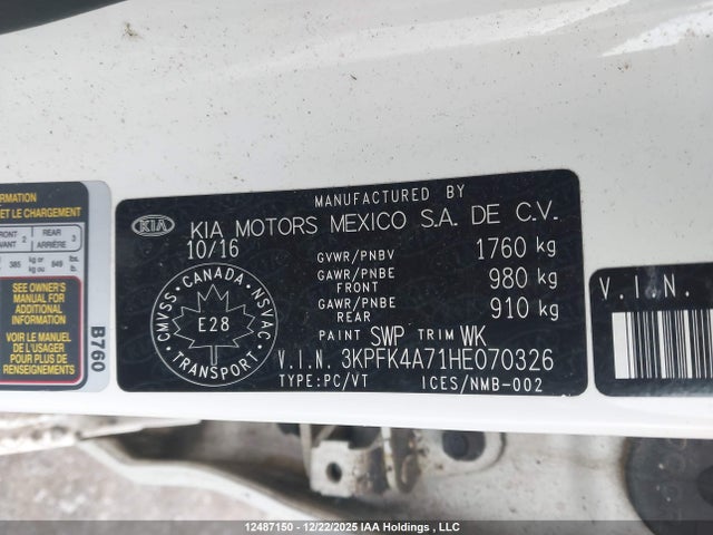 Продажа на аукционе авто 2017 Kia Forte Lx, vin: 3KPFK4A71HE070326, номер лота: 12487150