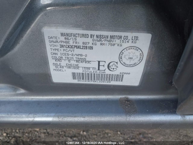 3N1CK3CP6KL228109 Nissan Micra