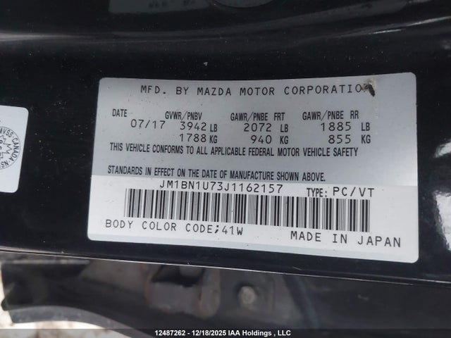 JM1BN1U73J1162157 Mazda MAZDA3