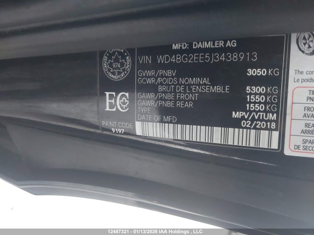 WD4BG2EE5J3438913 Mercedes-Benz Metris