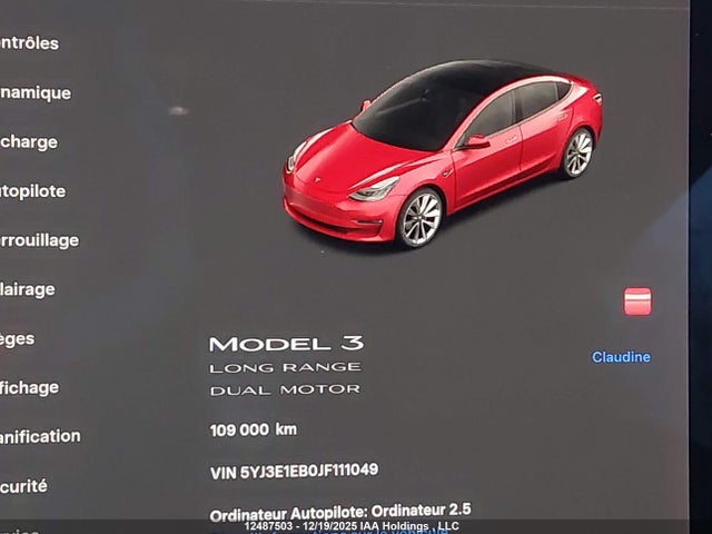 5YJ3E1EB0JF111049 Tesla MODEL 3