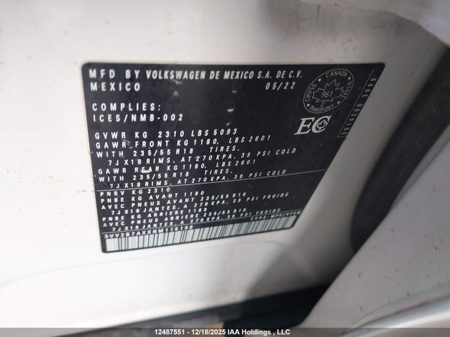 3VV2B7AXXNM115198 Volkswagen Tiguan Comfortline