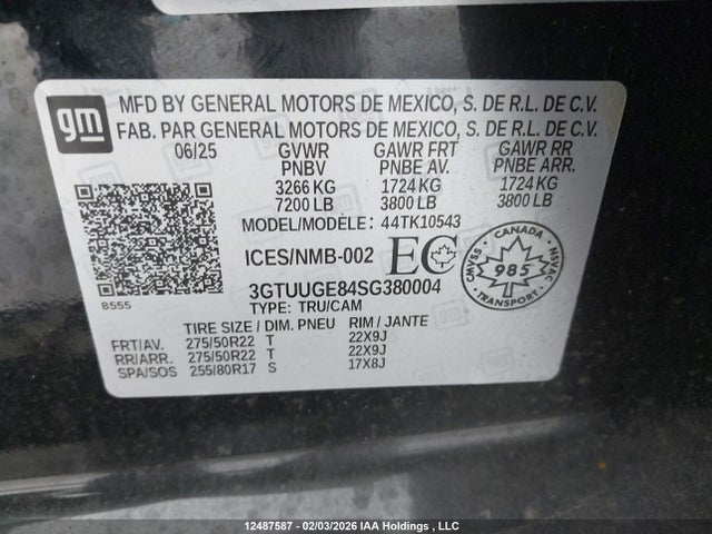 3GTUUGE84SG380004 GMC SIERRA 1500