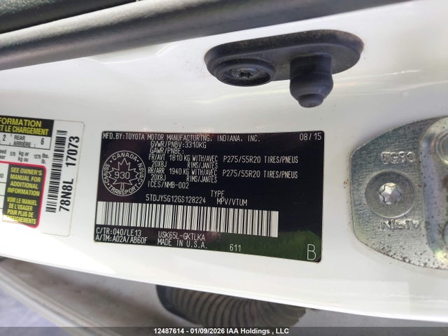 5TDJY5G12GS128224 Toyota Sequoia Limited