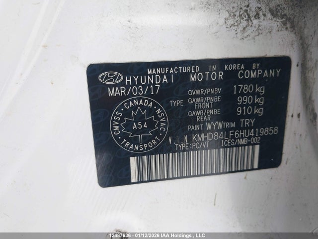 KMHD84LF6HU419858 Hyundai Elantra Se/value/limited