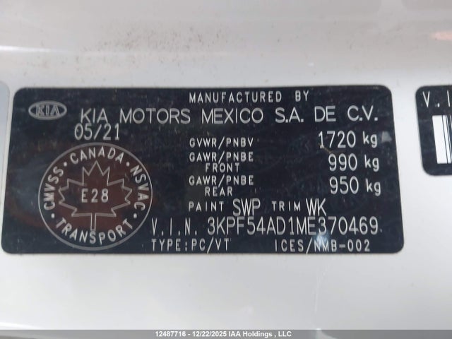 3KPF54AD1ME370469 KIA FORTE EX