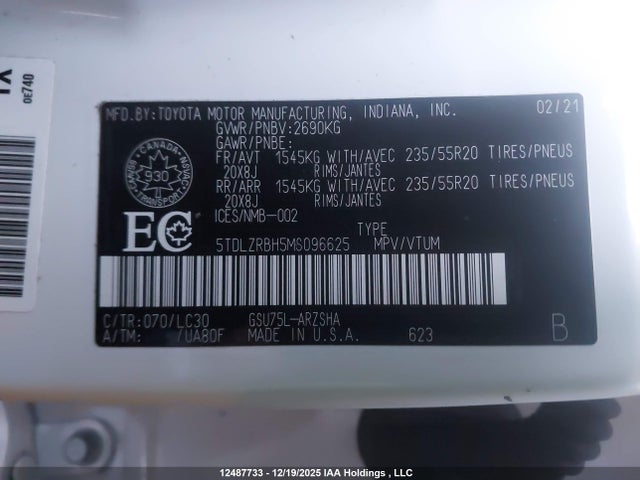 Toyota Highlander Xse 2021 5TDLZRBH5MS096625 Image 9