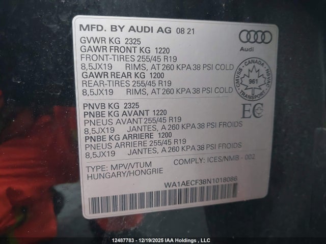 WA1AECF38N1018086 Audi Q3 45 Komfort/45 Progressiv