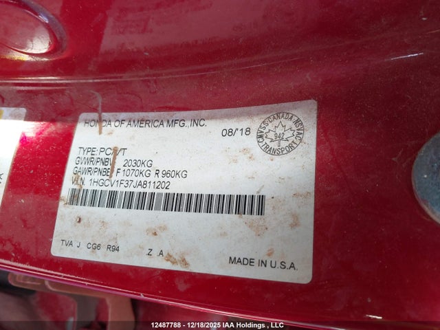 1HGCV1F37JA811202 Honda Accord Sport