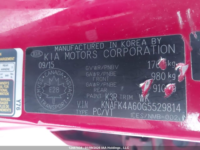 2016 Kia Forte 1.8l Lx/1.8l Lx+ მანქანა იყიდება აუქციონზე, vin: KNAFK4A60G5529814, აუქციონის ნომერი: 12487834
