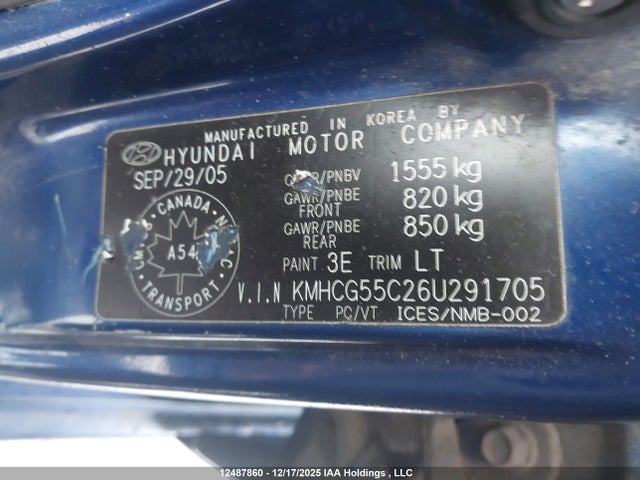 Aukcja sprzedaży 2006 Hyundai Accent, vin: KMHCG55C26U291705, numer aukcji: 12487860