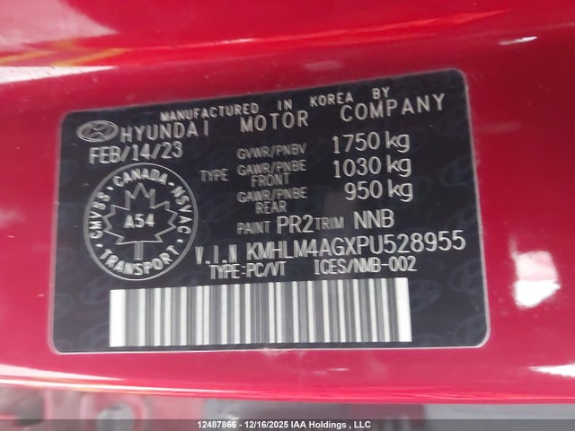 KMHLM4AGXPU528955 Hyundai ELANTRA SEL