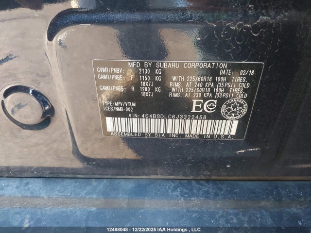 4S4BSDLC6J3322458 Subaru Outback 2.5i Limited