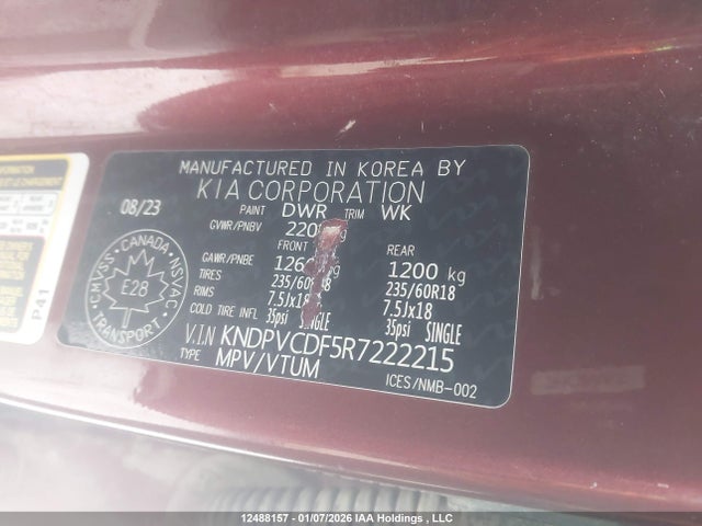 KNDPVCDF5R7222215 KIA Sportage Ex