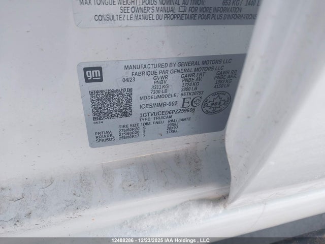1GTVUCED6PZ259606 GMC SIERRA 1500