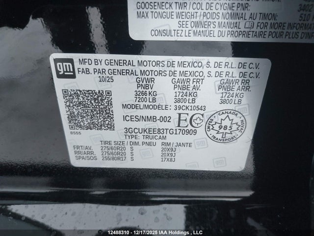 3GCUKEE83TG170909 Chevrolet Silverado 1500 4wd Rst