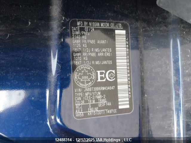 JN8BT3BB6RW434647 Nissan ROGUE SV