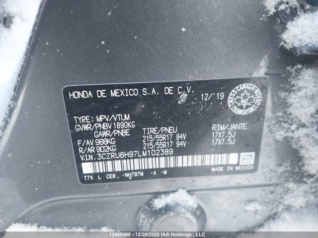 3CZRU6H97LM102389 Honda Hr-v Touring