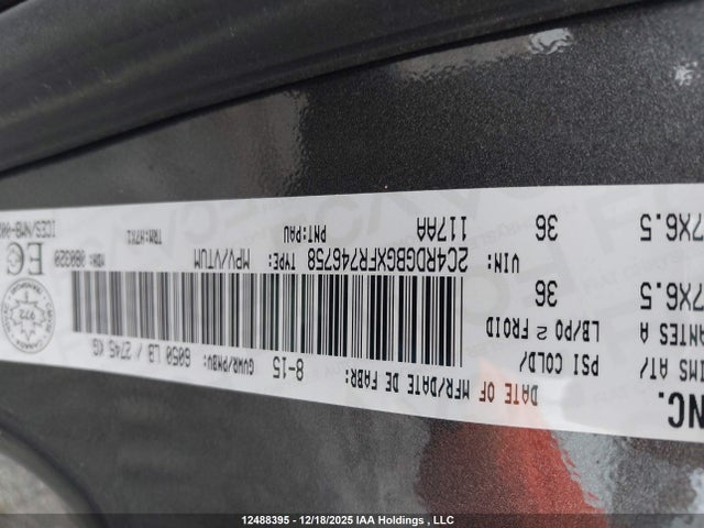 2C4RDGBGXFR746758 Dodge Grand Caravan Se
