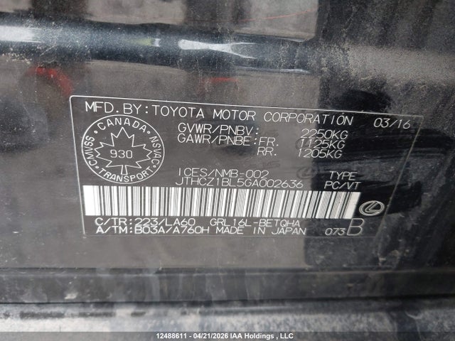 JTHCZ1BL5GA002636 Lexus Gs 350 350