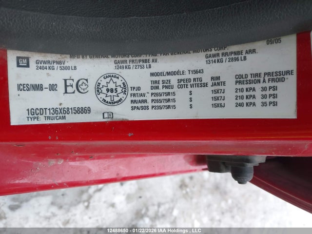 Aukcja sprzedaży 2006 Chevrolet Colorado, vin: 1GCDT136X68158869, numer aukcji: 12488650