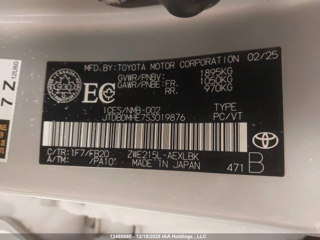 Toyota Corolla Hybrid Le 2025 JTDBDMHE7S3019876 Image 17