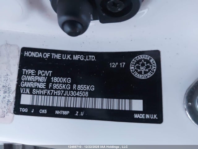 SHHFK7H97JU304508 Honda l15ba