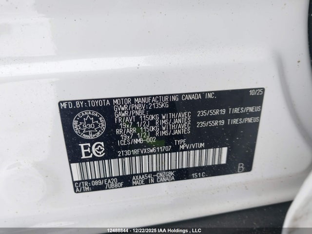 2025 Toyota Rav4 Limited მანქანა იყიდება აუქციონზე, vin: 2T3D1RFVXSW611707, აუქციონის ნომერი: 12488844