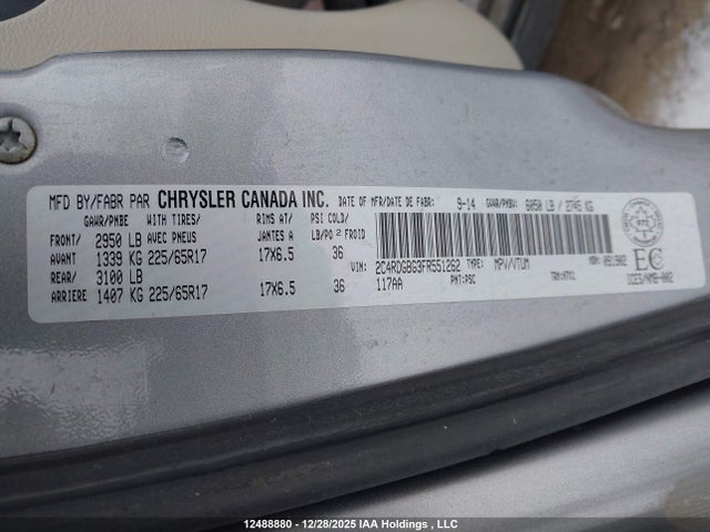 Продаж на аукціоні авто 2015 Dodge Grand Caravan Se/sxt, vin: 2C4RDGBG3FR551262, номер лоту: 12488880