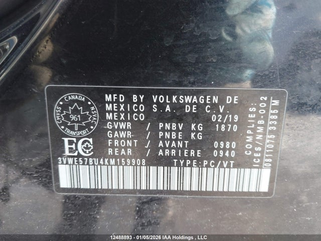 3VWE57BU4KM159908 Volkswagen Jetta 1.4 Tsi Highline