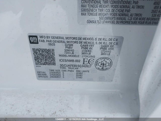 3GCUKFE81SG342617 Chevrolet Silverado 1500 4wd Lt Trail Boss