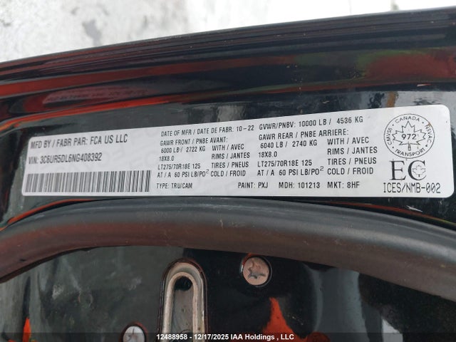 3C6UR5DL6NG408392 RAM 2500 Big Horn