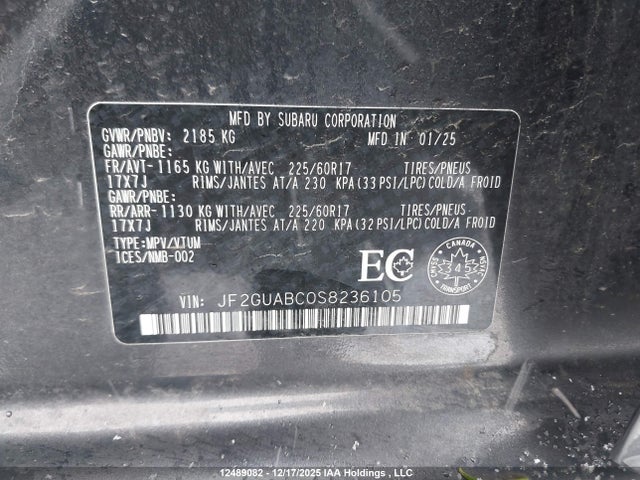 Subaru Crosstrek Convenience 2025 JF2GUABC0S8236105 Image 18