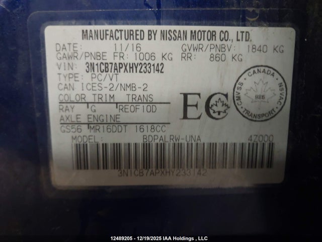 Nissan Sentra 2017 3N1CB7APXHY233142 Image 9