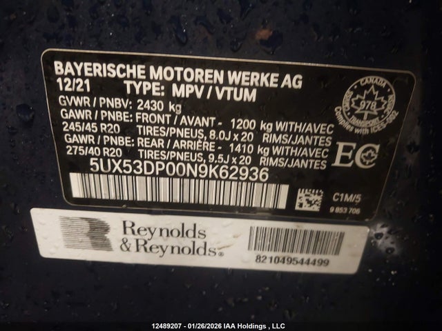5UX53DP00N9K62936 BMW X3 Xdrive30i