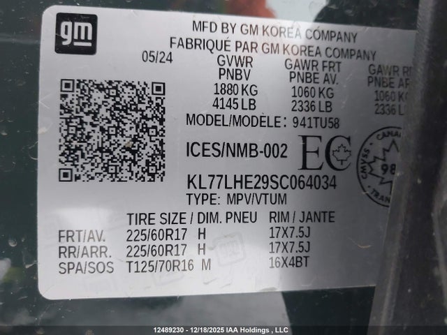 KL77LHE29SC064034 Chevrolet Trax Lt Fwd